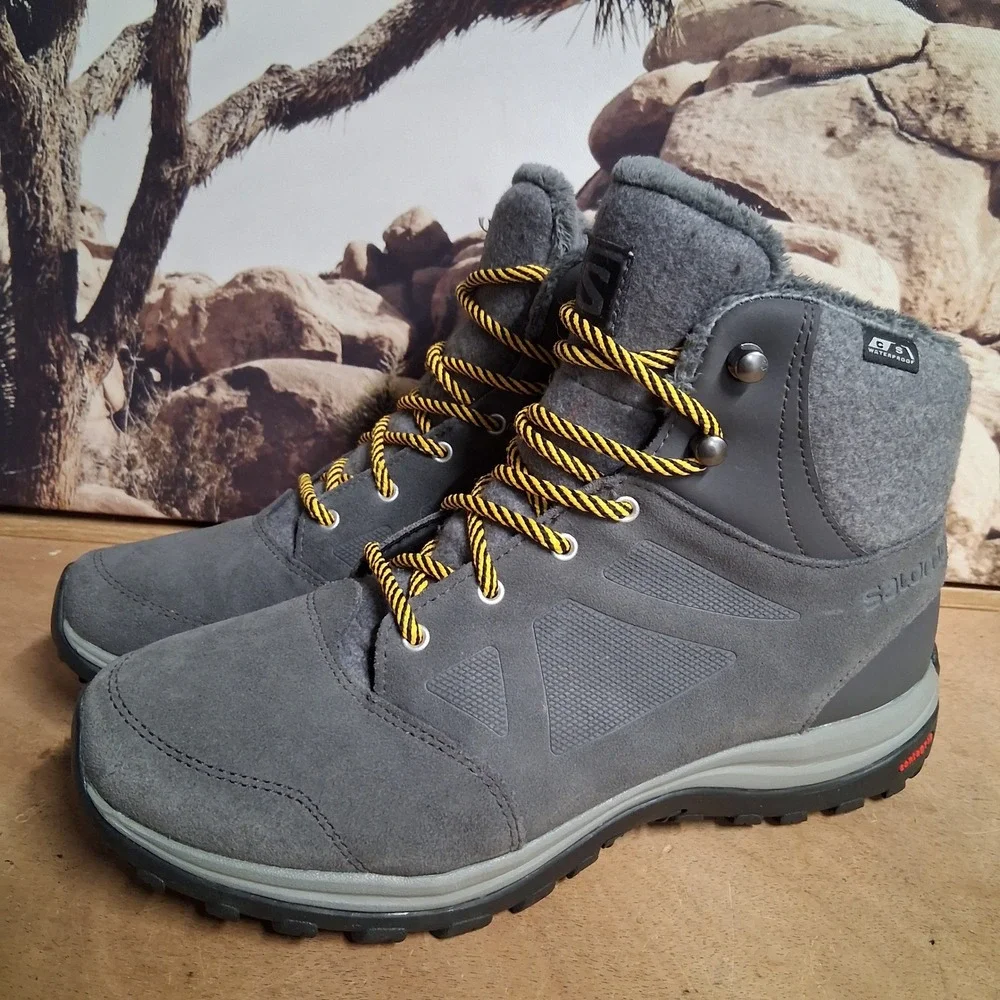 Salomon Ellipse Freeze CS Waterproof Women's Winter Boots Gray Suede Size 7.5